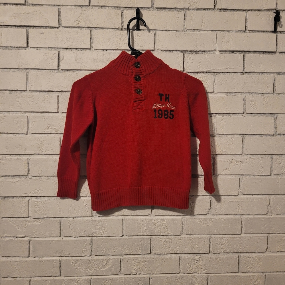 Tommy Hilfiger Kids' Red Mock Neck Button Sweater - Size 5